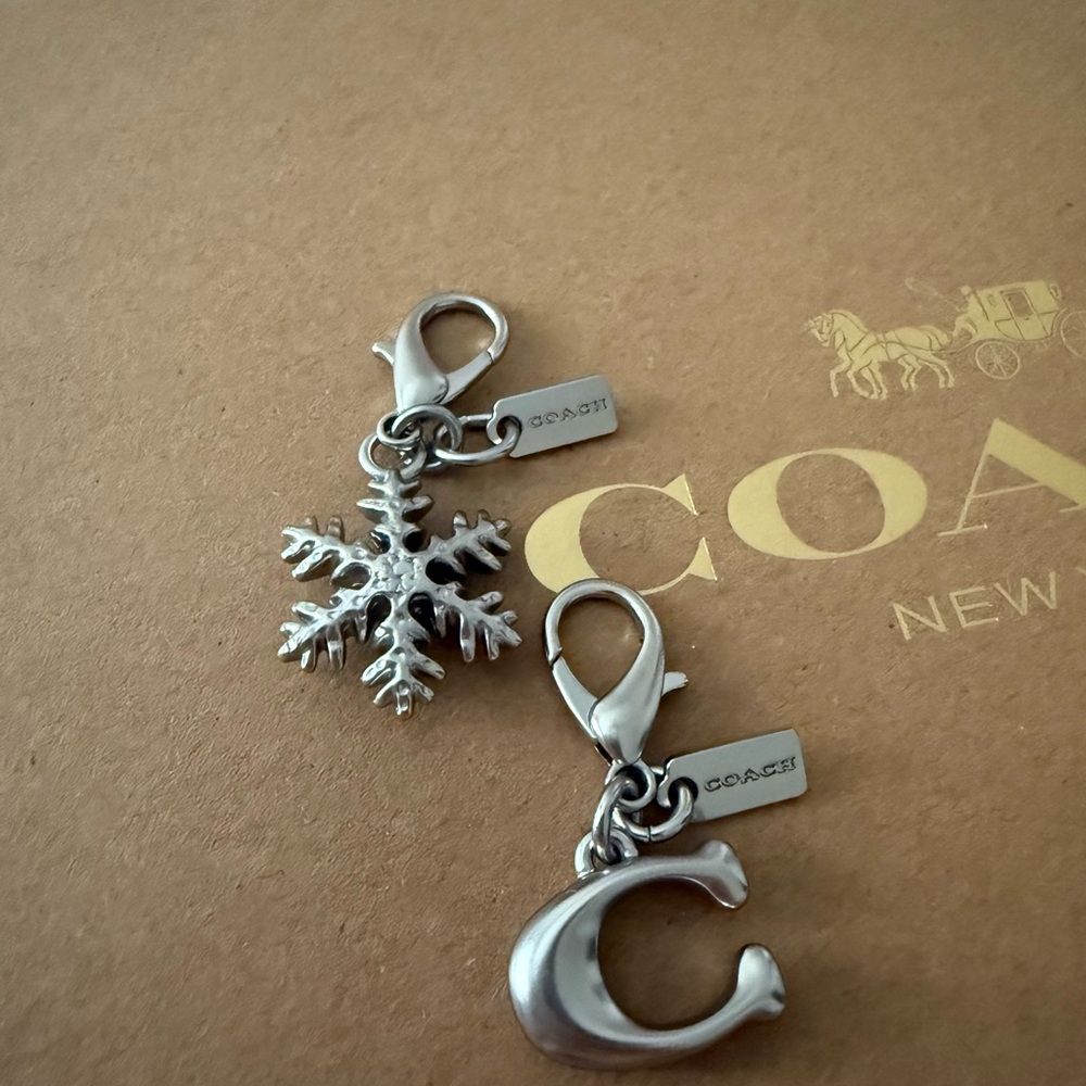 Coach Silver Snowflake and 'C' Logo Charms